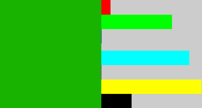 Hex color #18b201 - green