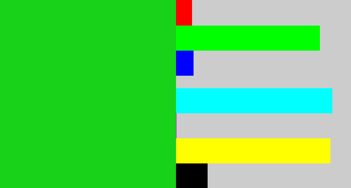 Hex color #18d119 - vibrant green