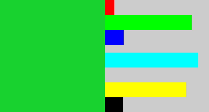 Hex color #18d32f - green