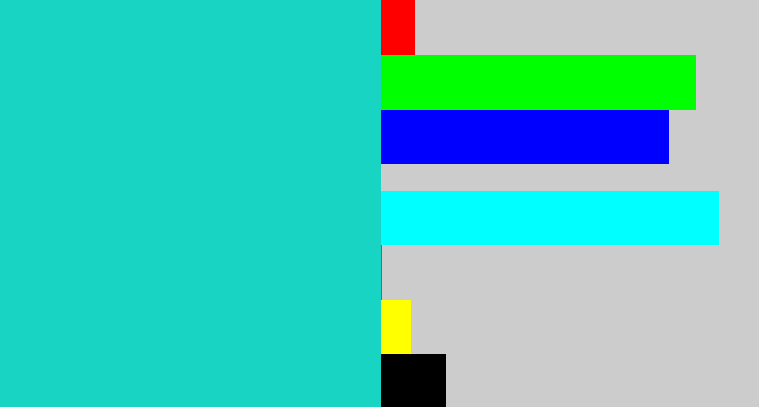 Hex color #18d4c2 - aqua