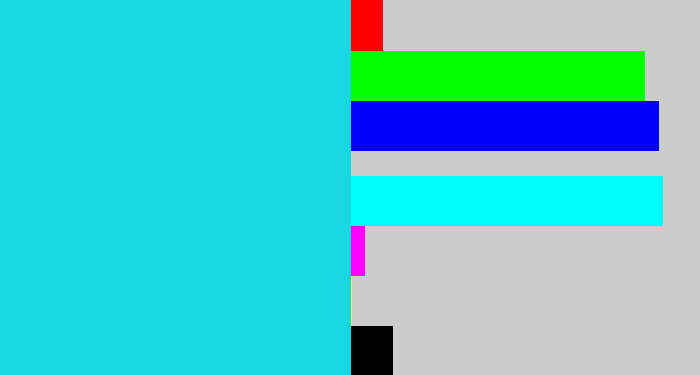 Hex color #18d7e1 - aqua blue