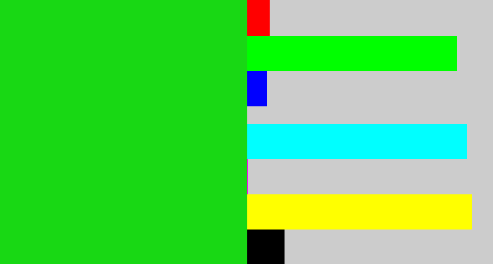 Hex color #18d814 - vibrant green