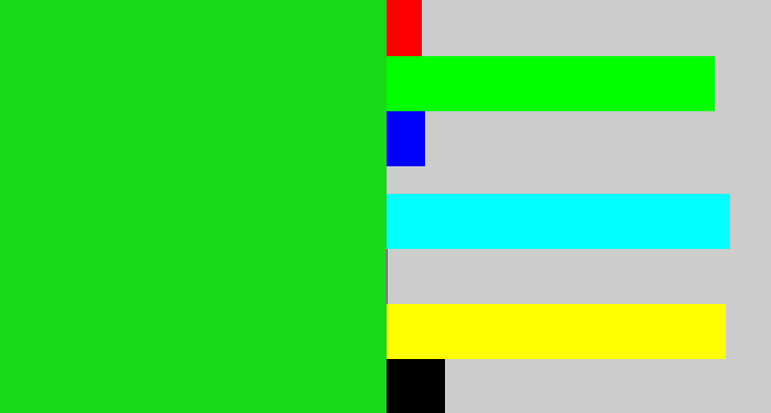 Hex color #18d819 - vibrant green