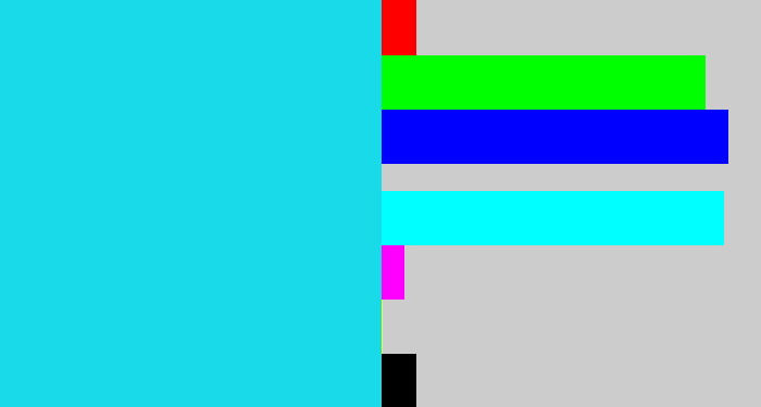 Hex color #18dae9 - aqua blue