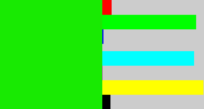 Hex color #18ea02 - highlighter green