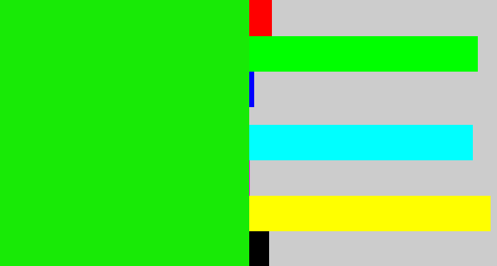 Hex color #18ea06 - highlighter green