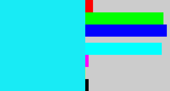 Hex color #18ebf5 - bright light blue