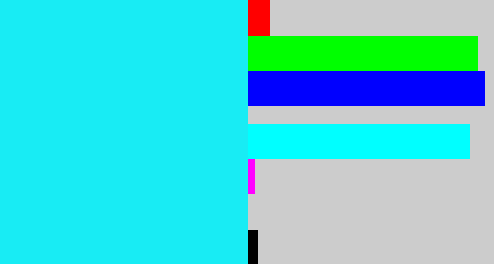 Hex color #18ecf4 - bright light blue