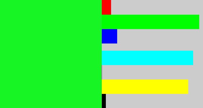 Hex color #18f525 - hot green