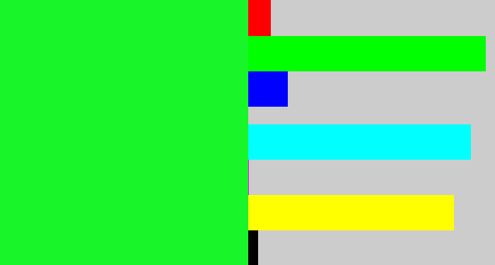Hex color #18f529 - hot green
