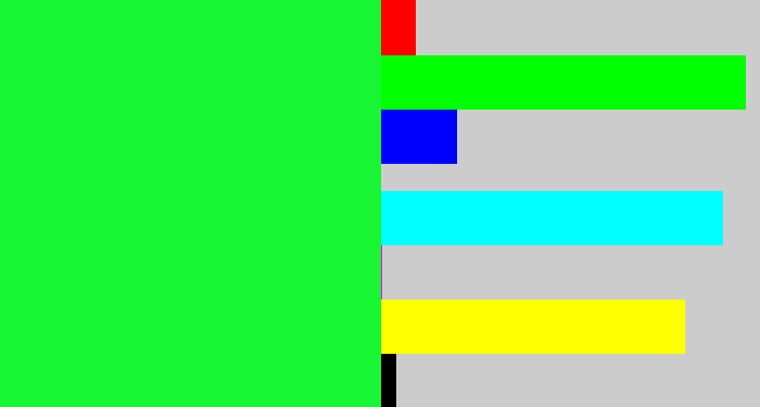 Hex color #18f532 - hot green
