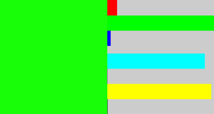 Hex color #18fe08 - highlighter green