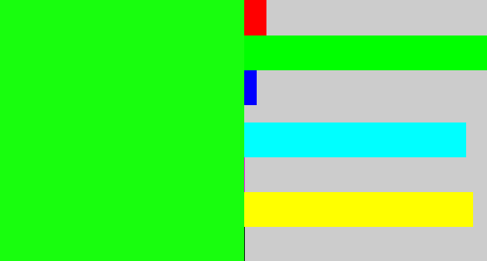 Hex color #18fe0e - highlighter green