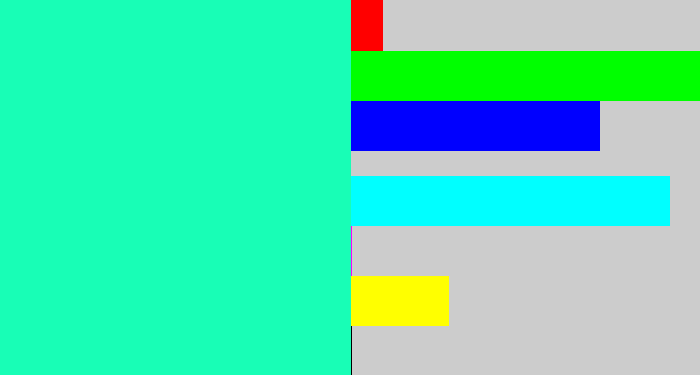 Hex color #18feb6 - greenish cyan