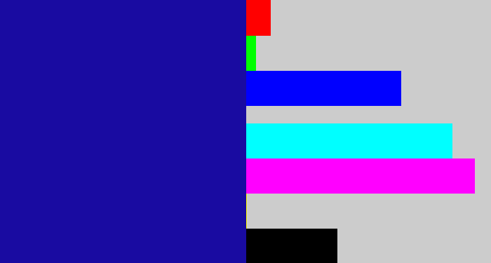 Hex color #190ba1 - ultramarine