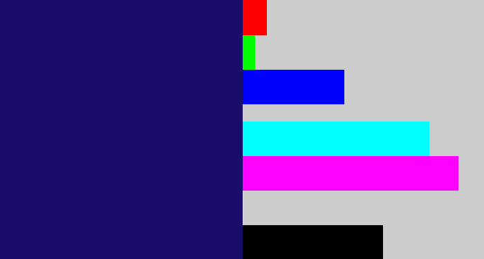 Hex color #190c6c - darkblue