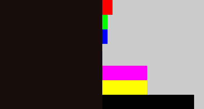 Hex color #190e0e - almost black