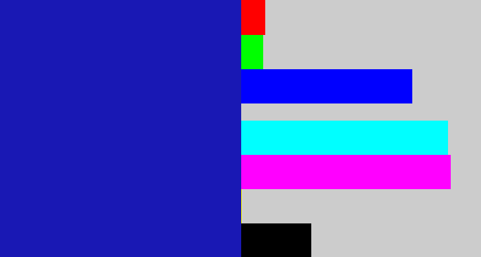 Hex color #1918b4 - ultramarine