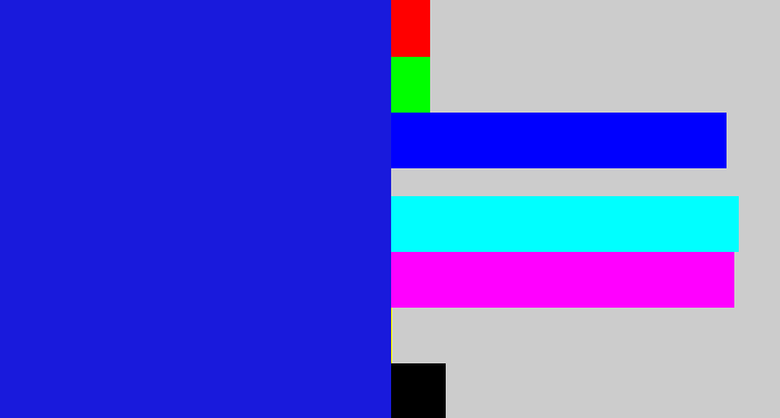 Hex color #191adc - ultramarine blue