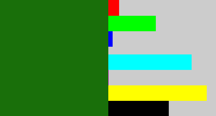Hex color #196f0a - tree green