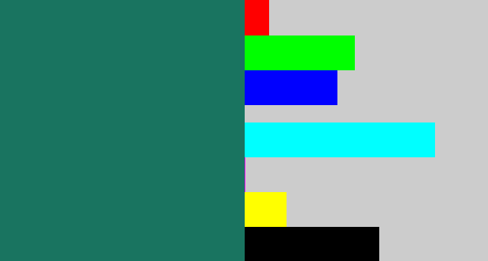 Hex color #197460 - blue green