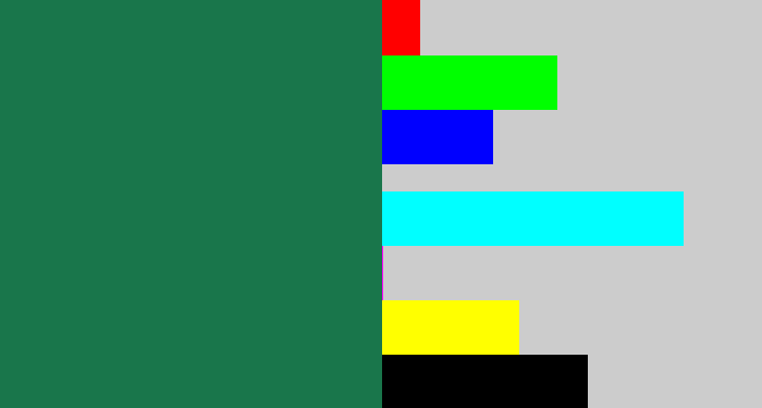 Hex color #19764b - dark green blue
