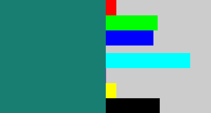Hex color #197e72 - blue green