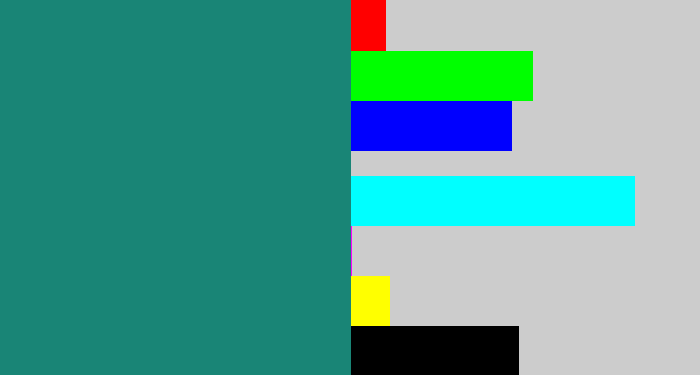 Hex color #198576 - blue green