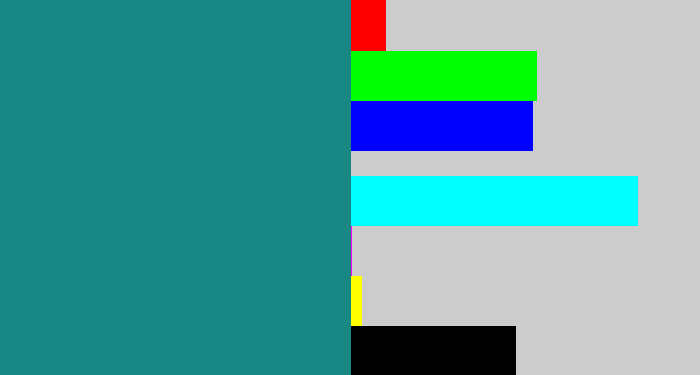 Hex color #198884 - greenish blue