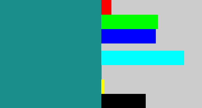 Hex color #198e8a - greenish blue