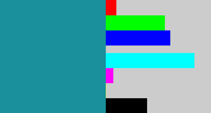 Hex color #19909b - blue/green