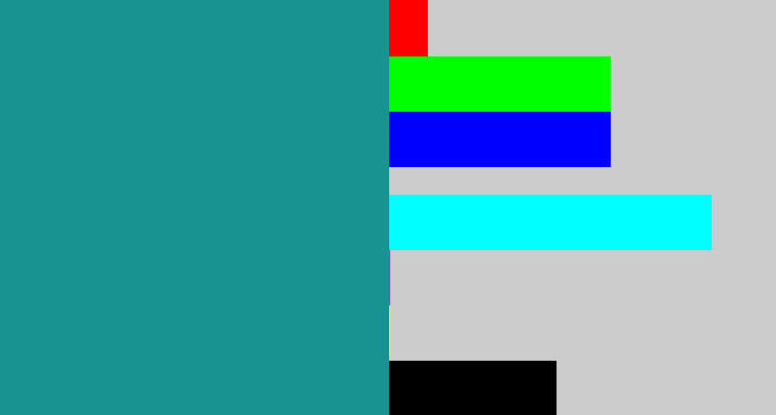 Hex color #199292 - blue/green