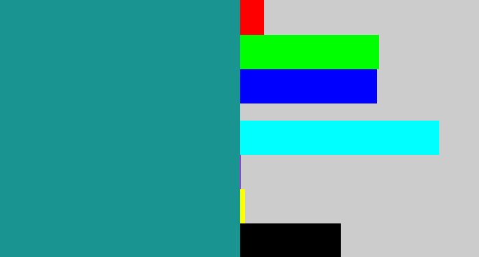 Hex color #199491 - blue/green