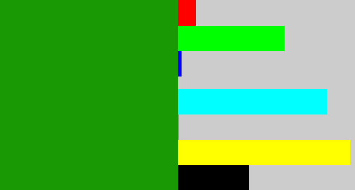 Hex color #199a04 - true green