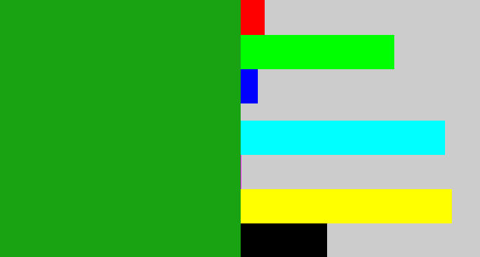 Hex color #19a313 - green