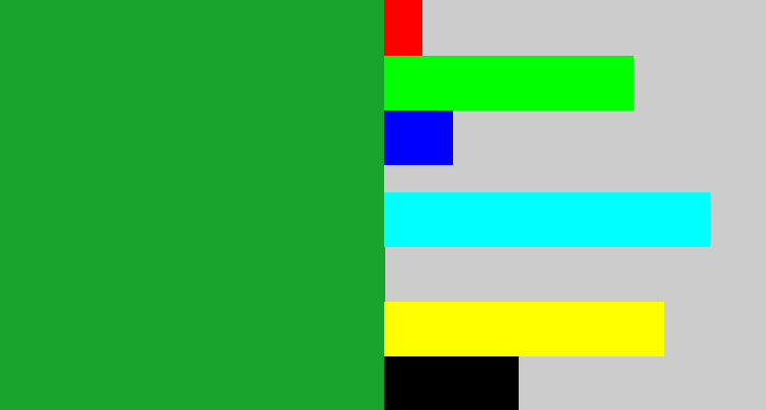 Hex color #19a52d - green