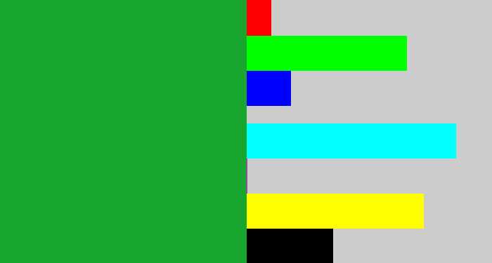 Hex color #19a62e - green