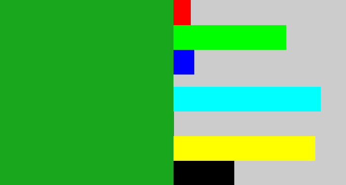 Hex color #19a71e - green