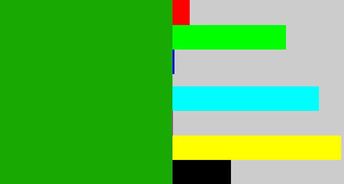 Hex color #19a903 - green