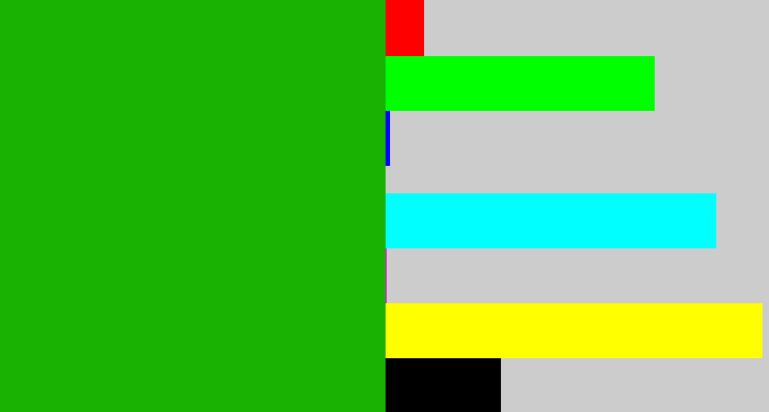 Hex color #19b203 - green