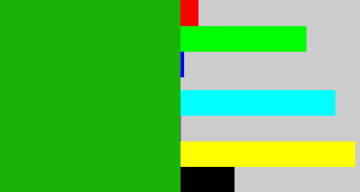Hex color #19b205 - green