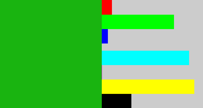 Hex color #19b410 - green