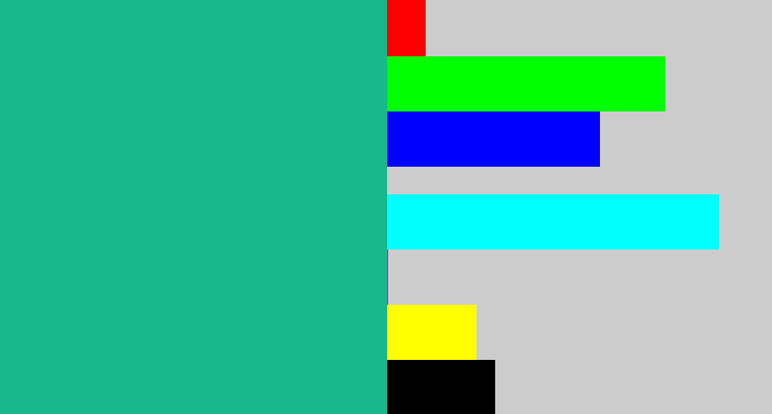 Hex color #19b78c - greenblue