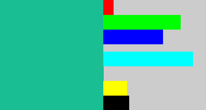 Hex color #19be93 - greenblue