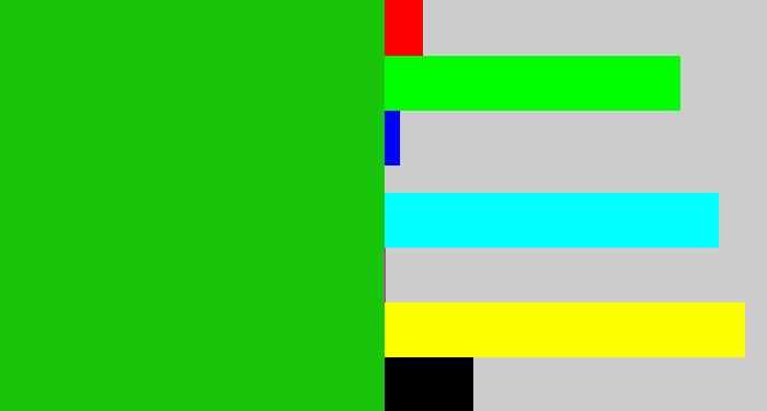Hex color #19c50b - green