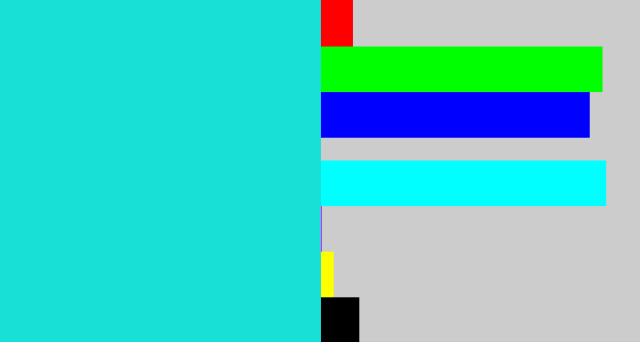 Hex color #19e0d6 - aqua