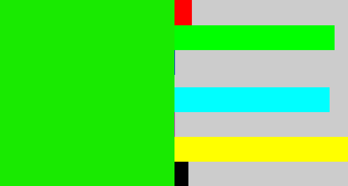 Hex color #19ea01 - highlighter green