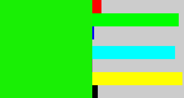 Hex color #19ef05 - highlighter green