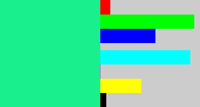 Hex color #19ef8c - wintergreen