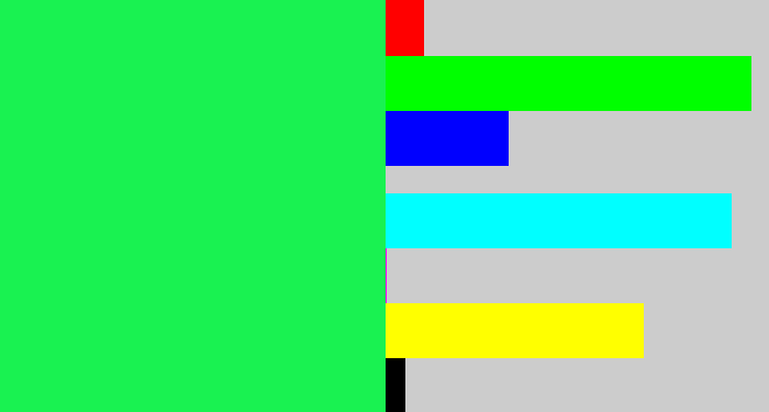 Hex color #19f251 - bright light green